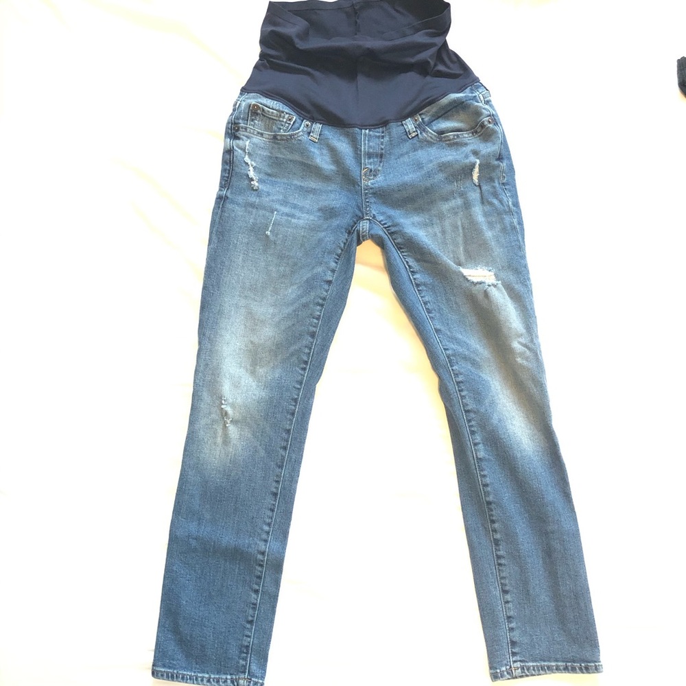 Gap Maternity Jeans Distressed Pants Belly Band